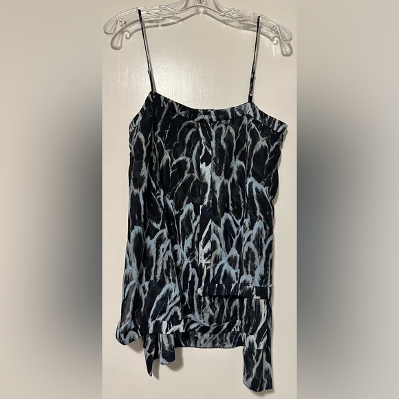 NWT Halston Heritage Silk Blouse Asymmetric Spaghetti Strap Top size L - Picture 1 of 6